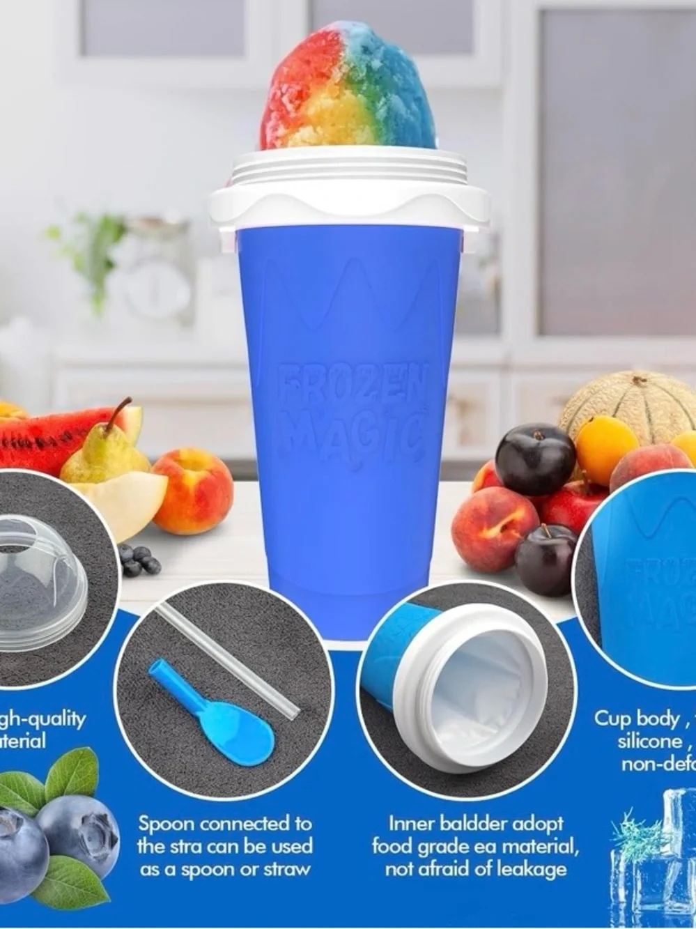 NEW 3-Pack Slushie Maker Cups – Quick-Freeze Squeeze Cups with Lids & Straws - Picture 6 of 9